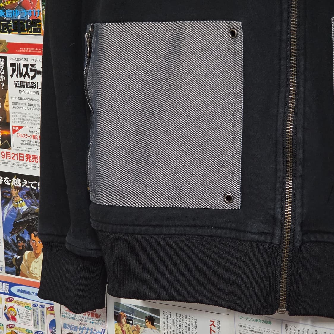 빈티지 실버 배색 자수 블랙 코튼 집업 상품이미지5