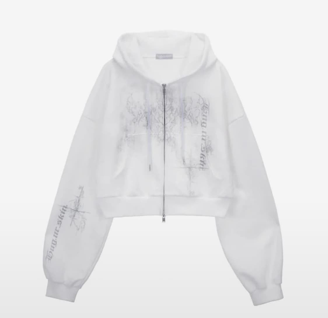 허그유어스킨 플러피 후드집업 SS 화이트 상품이미지1