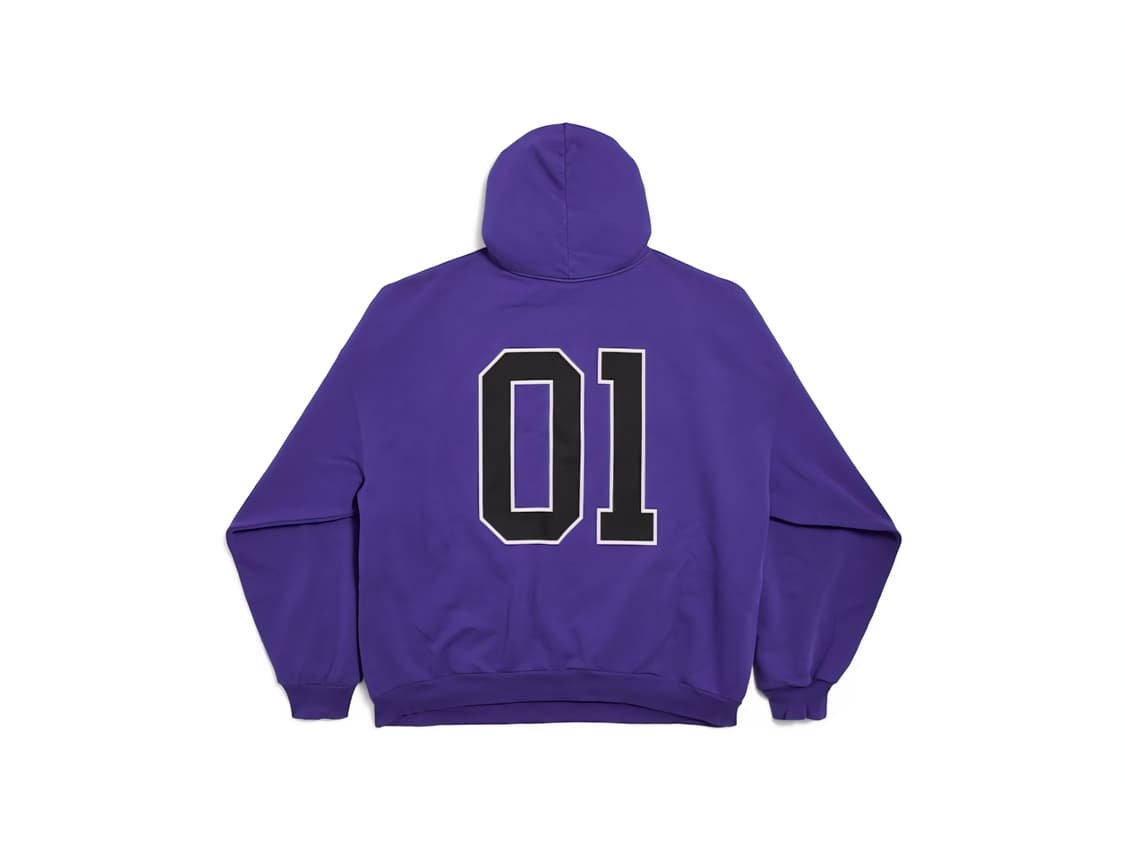발렌시아가 바스켓볼 후드 티셔츠 퍼플 자수 로고 긴팔 후디 티 상품이미지2