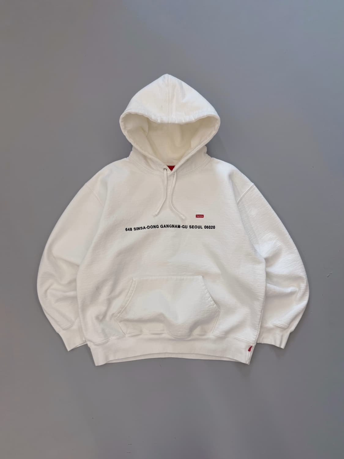 슈프림 루즈핏 23FW 서울 박스로고 화이트 스웻 후드 상품이미지1