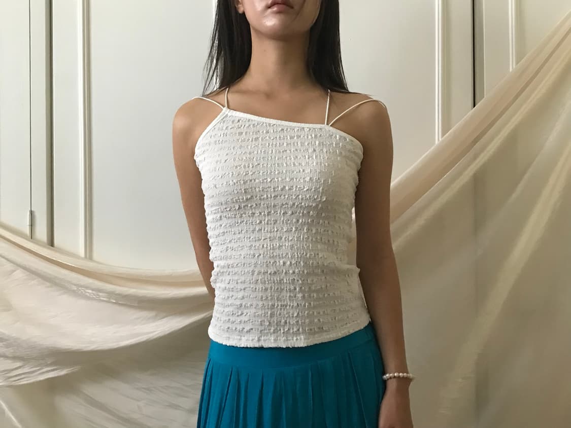 white unbalanced smoke sleveless 상품이미지6