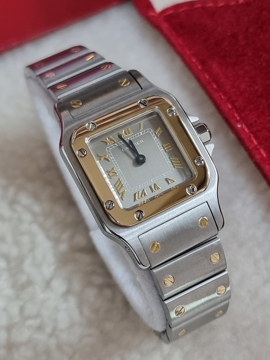 까르띠에 산토스 갈베 18K 콤비 로듐다이얼 쿼츠 스몰 여성시계 02년 상품이미지1