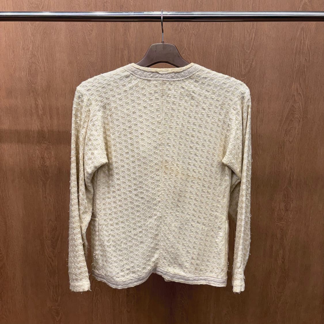  꼼데가르송 트리콧 오픈 자켓 와플 텍스처 디테일 레귤러핏 아이보리 상품이미지3