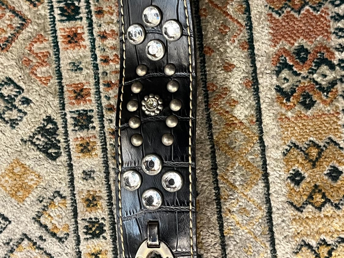 빈티지 라인스톤 가죽 벨트 블랙 #csz1962 상품이미지6