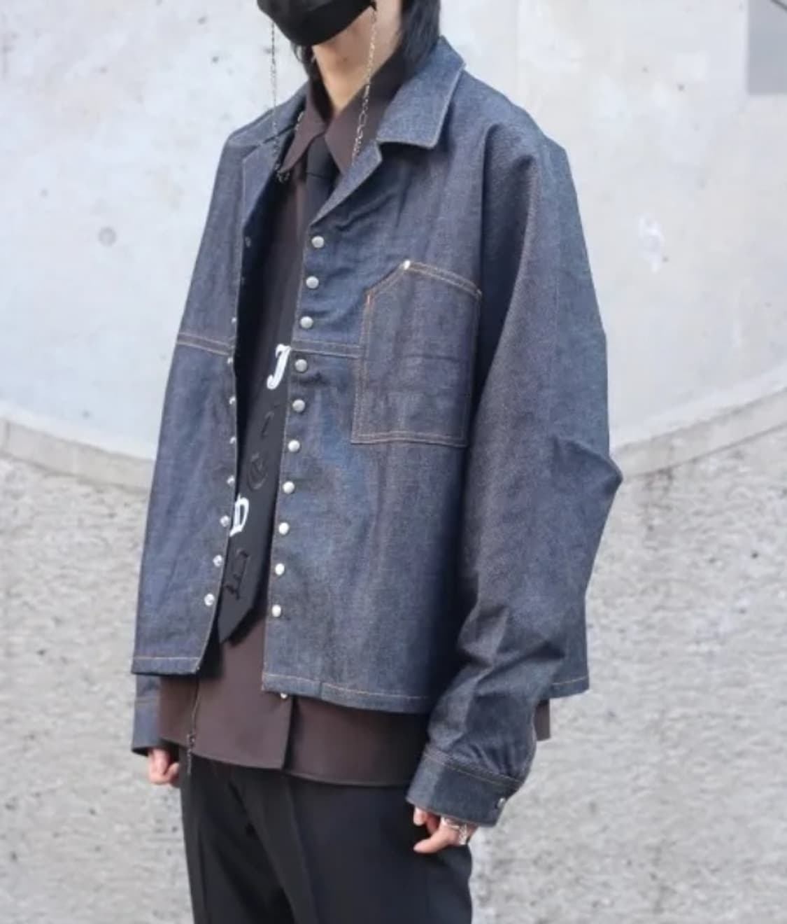 지에다 스냅버튼 데님 셔츠 상품이미지2