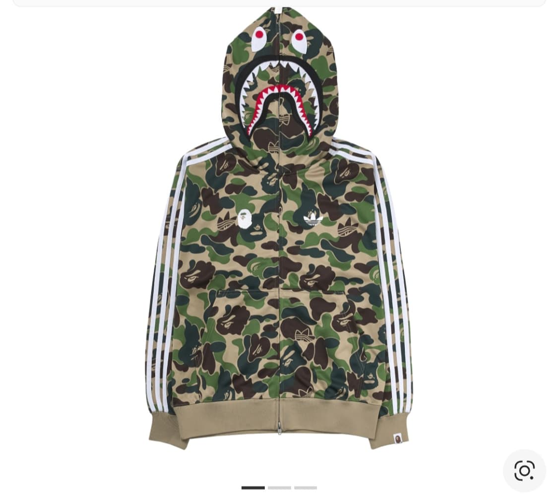 아디다스 x 베이프 샤크 트랙 후드 자켓 크루 그린 xl 상품이미지1