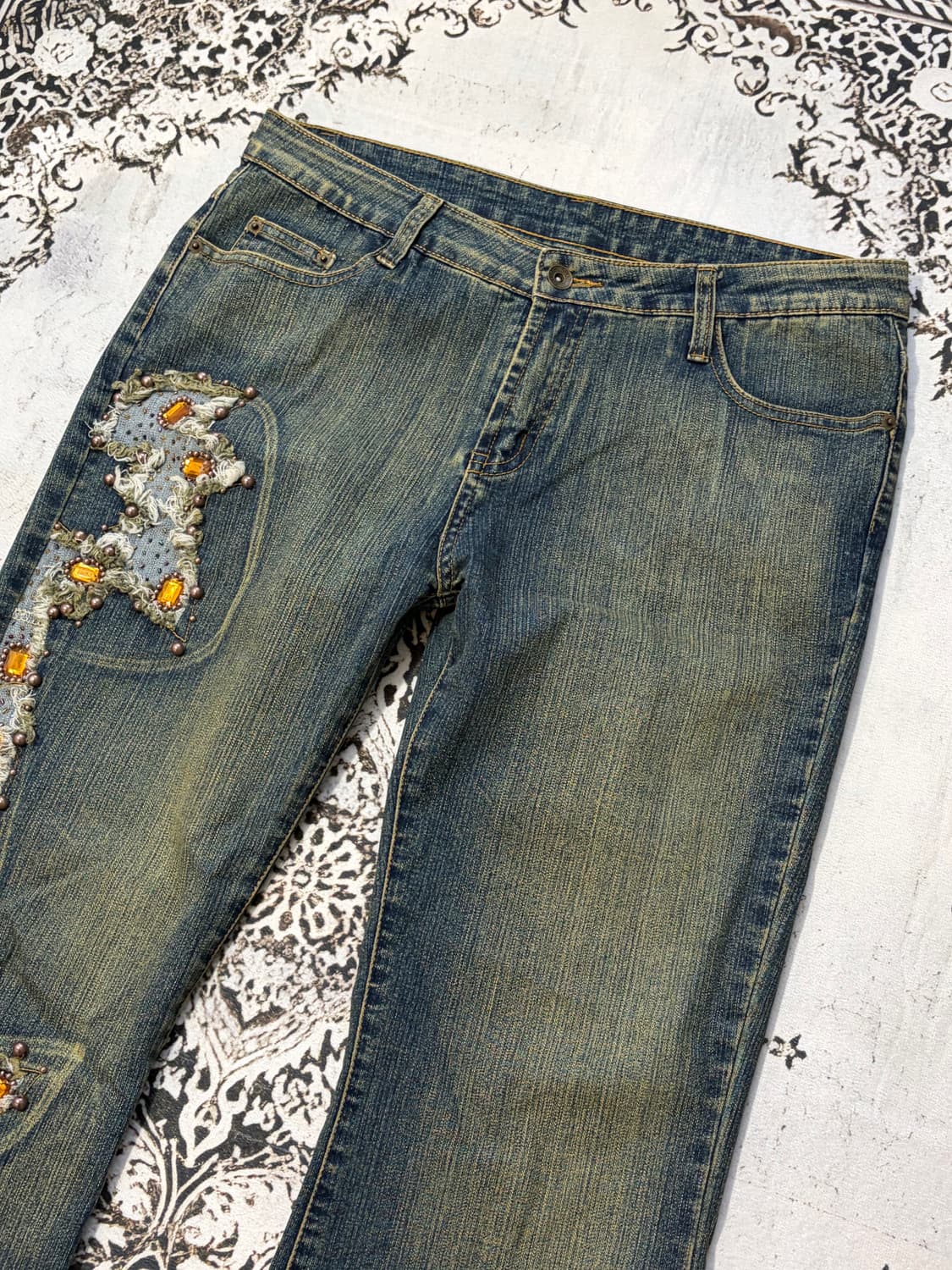 Y2K cubic detail boots cut pants 상품이미지5