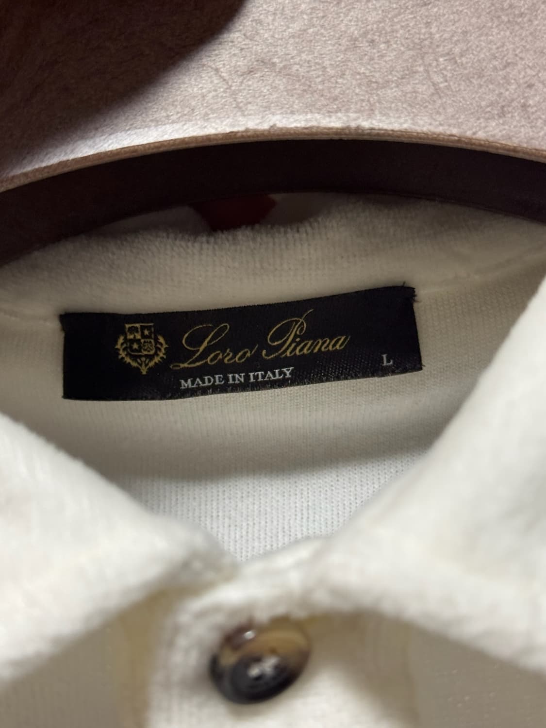 로로피아나 코튼 실크 벨루어 카라티셔츠 화이트 L 상품이미지5