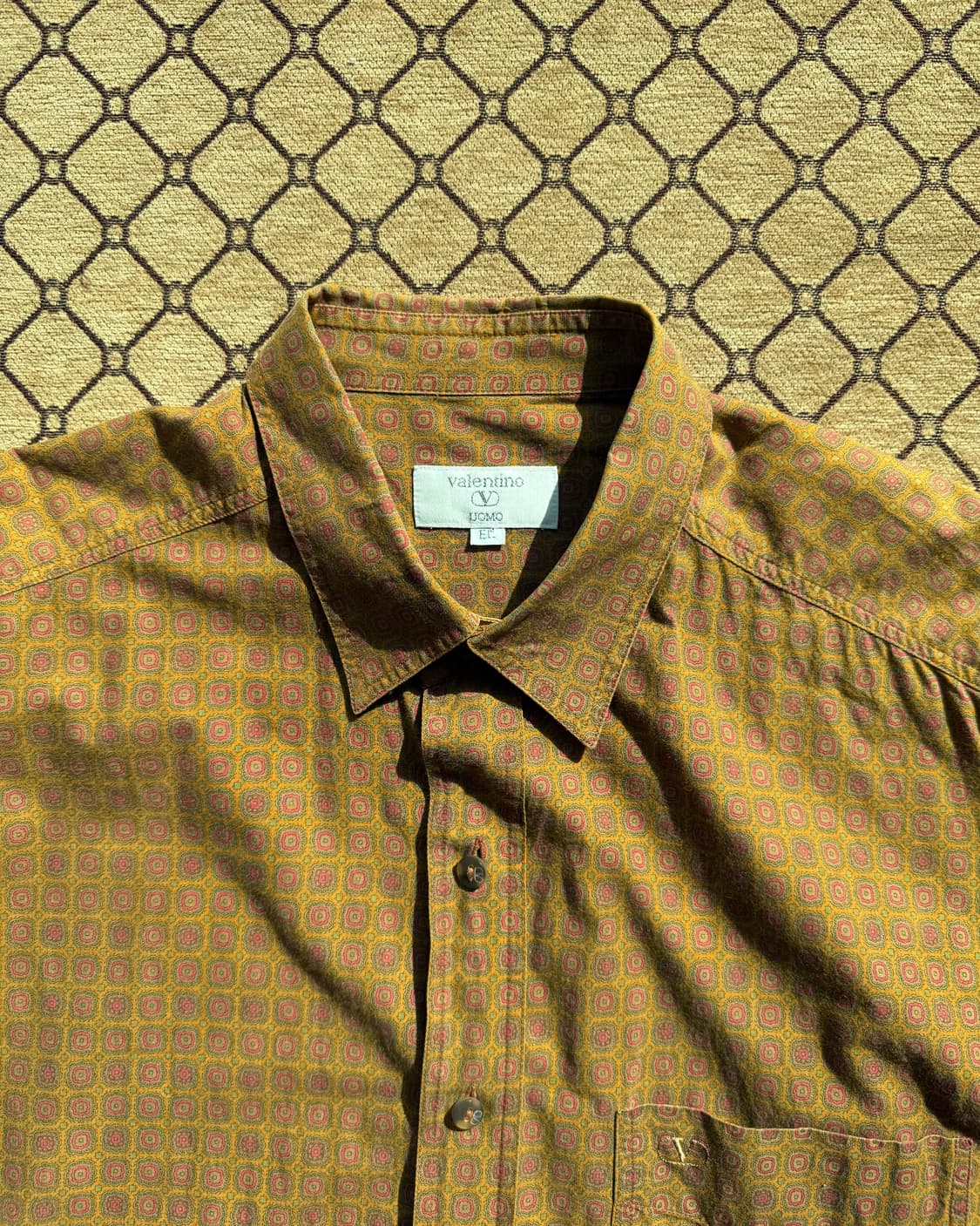 Valentino 옐로 브라운 패턴 셔츠 상품이미지1