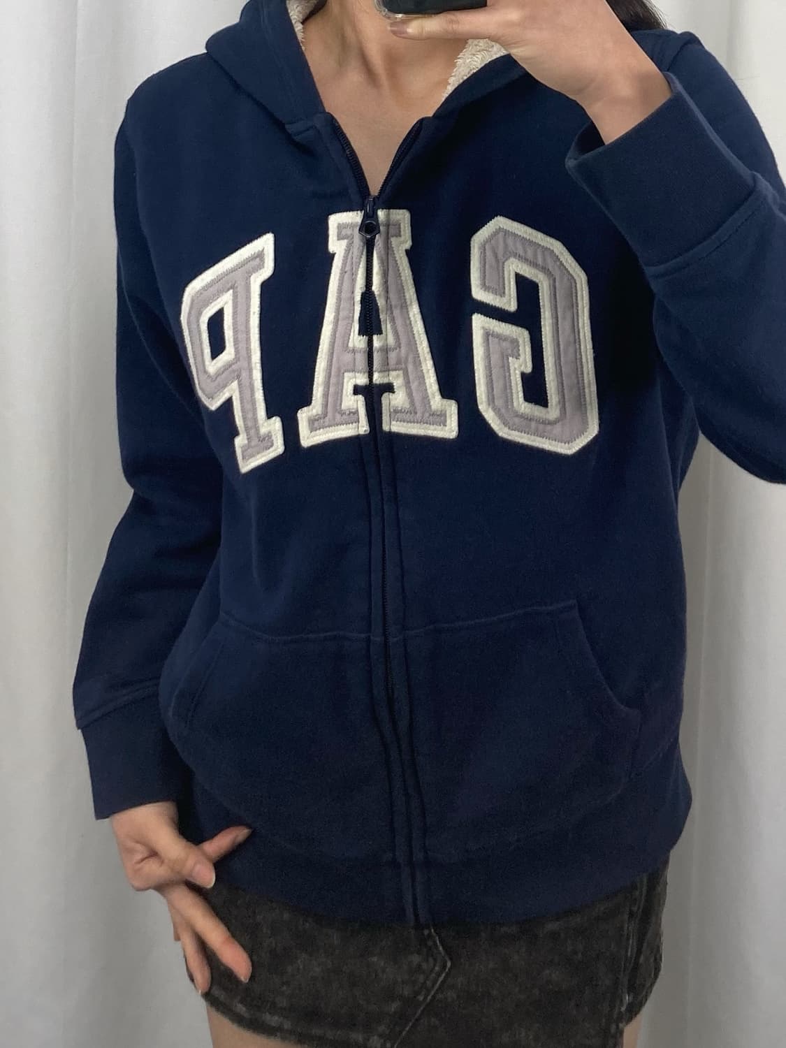 갭 네이비 빅로고 후드집업 상품이미지1