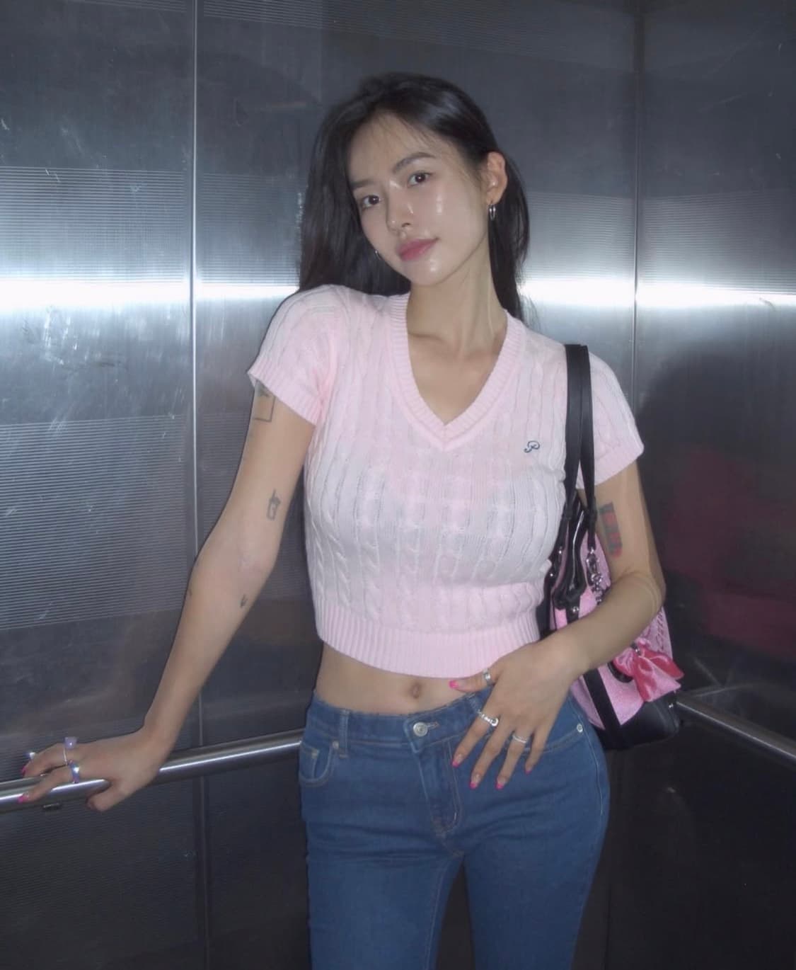 페일제이드 케이블 니트 베이비핑크 상품이미지2