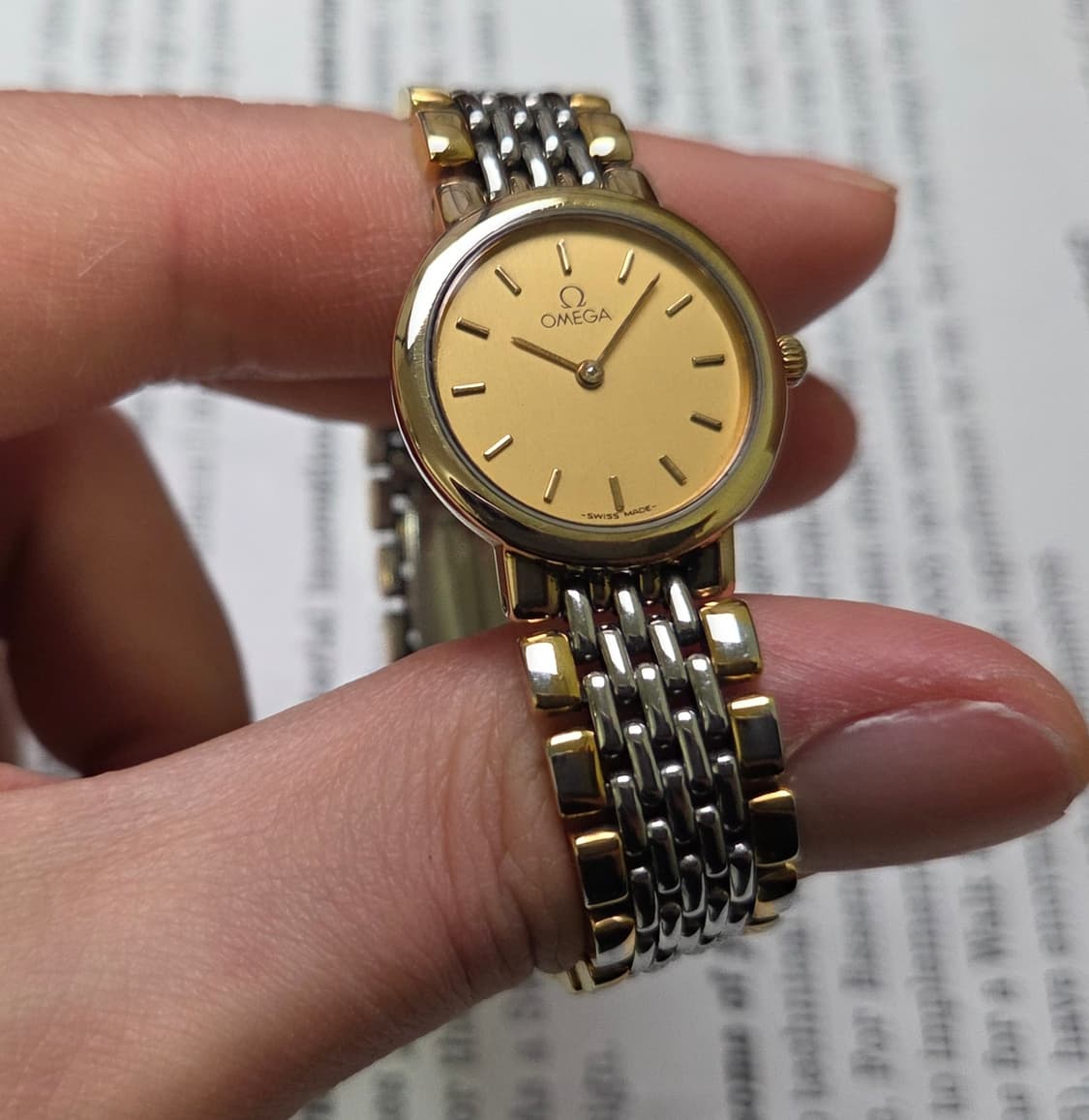 빈티지 오메가 드빌 동전쿼츠 샴골판 콤비 논데이트 쌀알브슬 여성용 상품이미지4