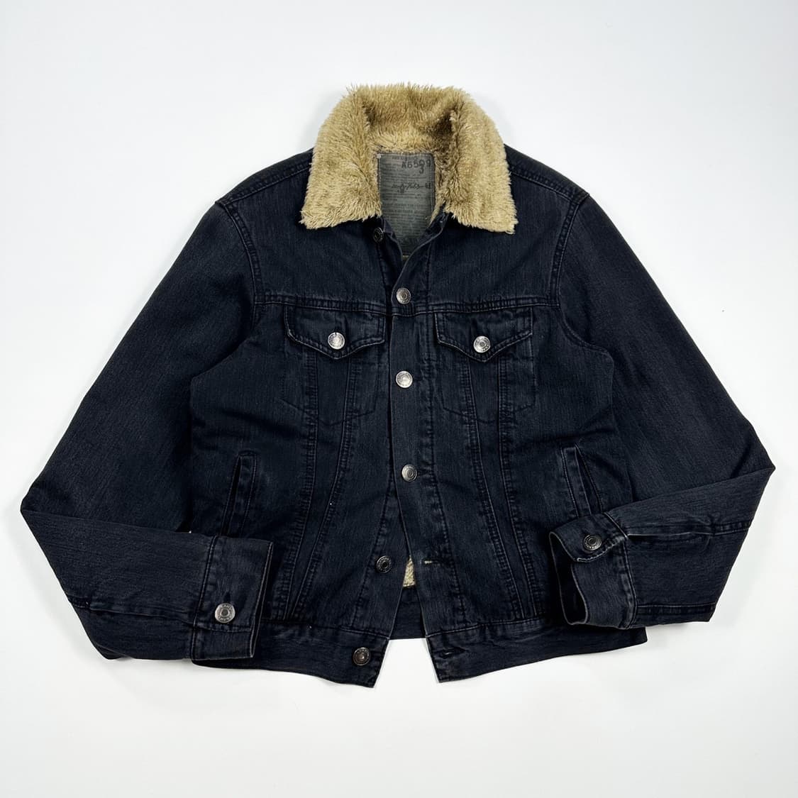 VTG 빈티지 흑청 양털 트러커 데님자켓 (S) 상품이미지2