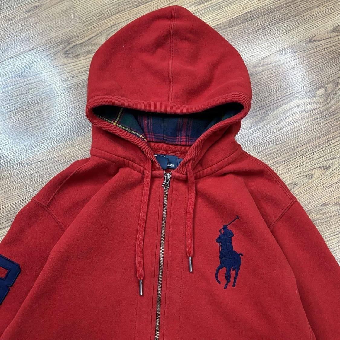 폴로 랄프로렌 빅포니 체크 후드집업 레드 상품이미지2