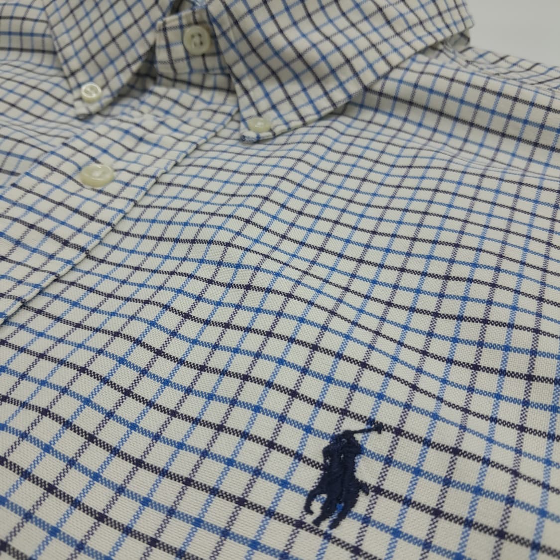 Co868 XL 폴로 랄프로렌 블루블랙 마이크로체크 긴팔 셔츠 남방 상품이미지5