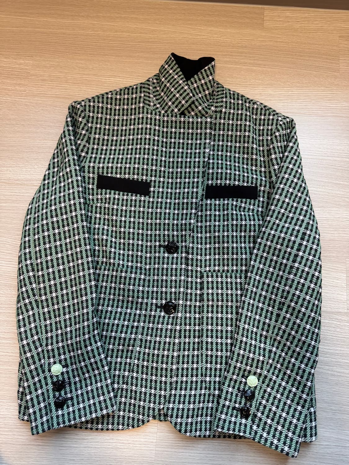 메종 드 메이어(MAISON DE MAYER) 그린 체크 배색 자켓 M사 상품이미지5