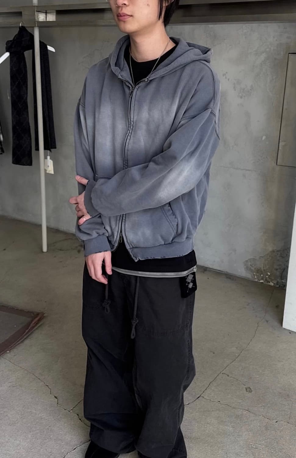 [4] 폴리테루 하드워시드 집 후디 블루그레이 팝니다. 상품이미지2