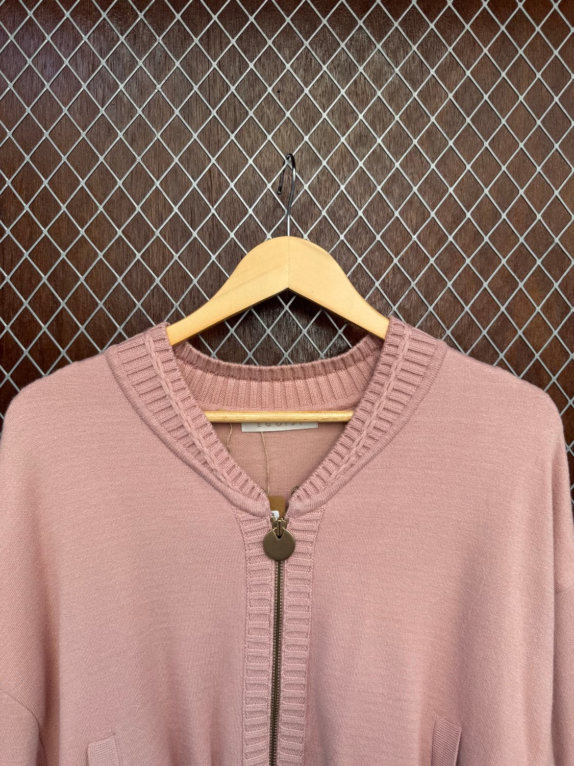 에고이스트 빈티지 스트랩 사선끈 핑크 벌룬 니트집업 가디건 F 상품이미지5