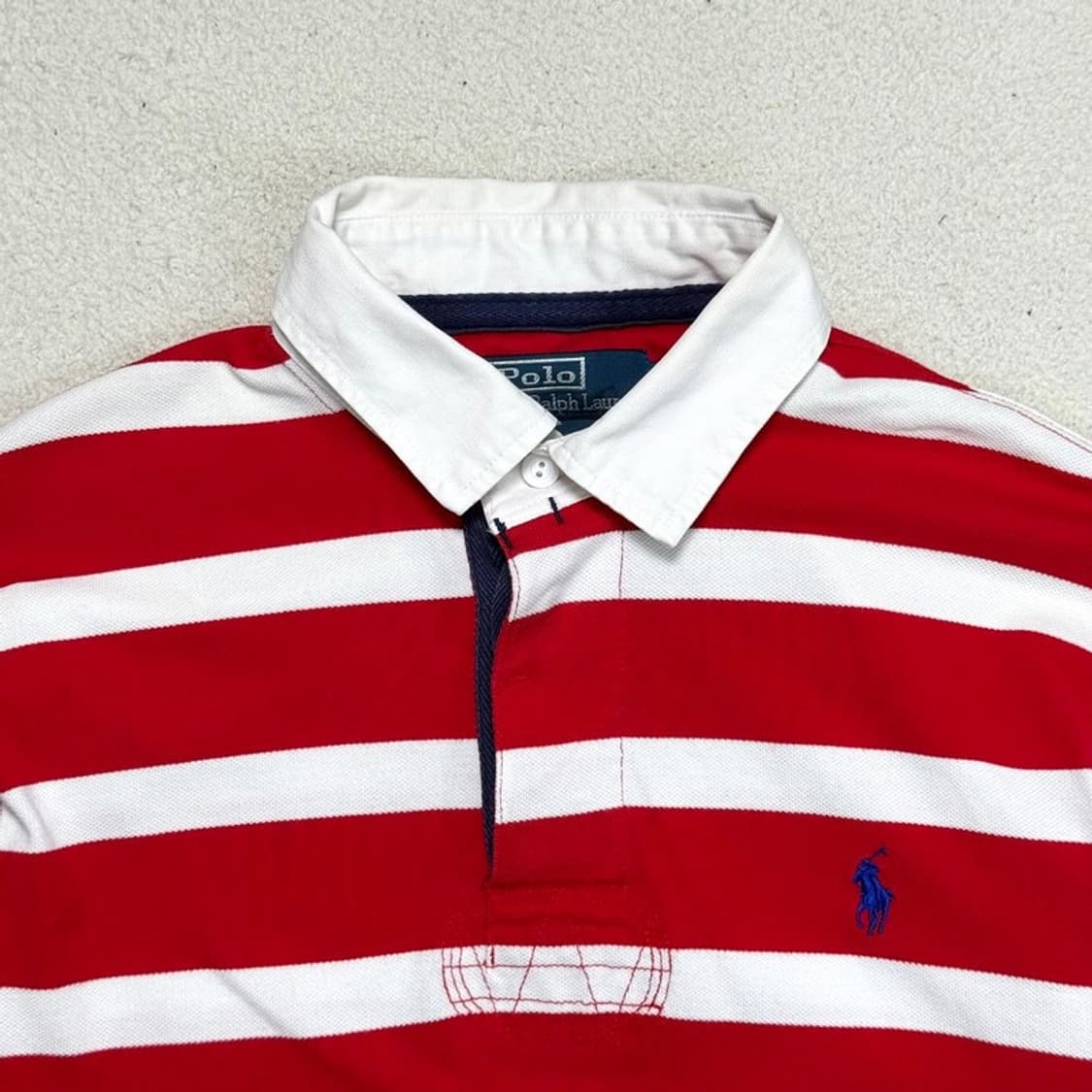 RALPH LAUREN 스트라이프 PK 반팔 레드 M 상품이미지3