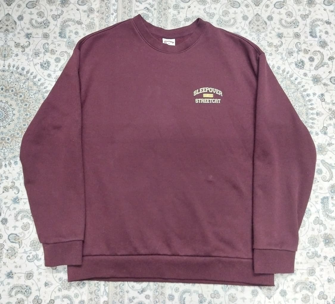 코숏 플리스 버건디 맨투맨 XL 상품이미지1