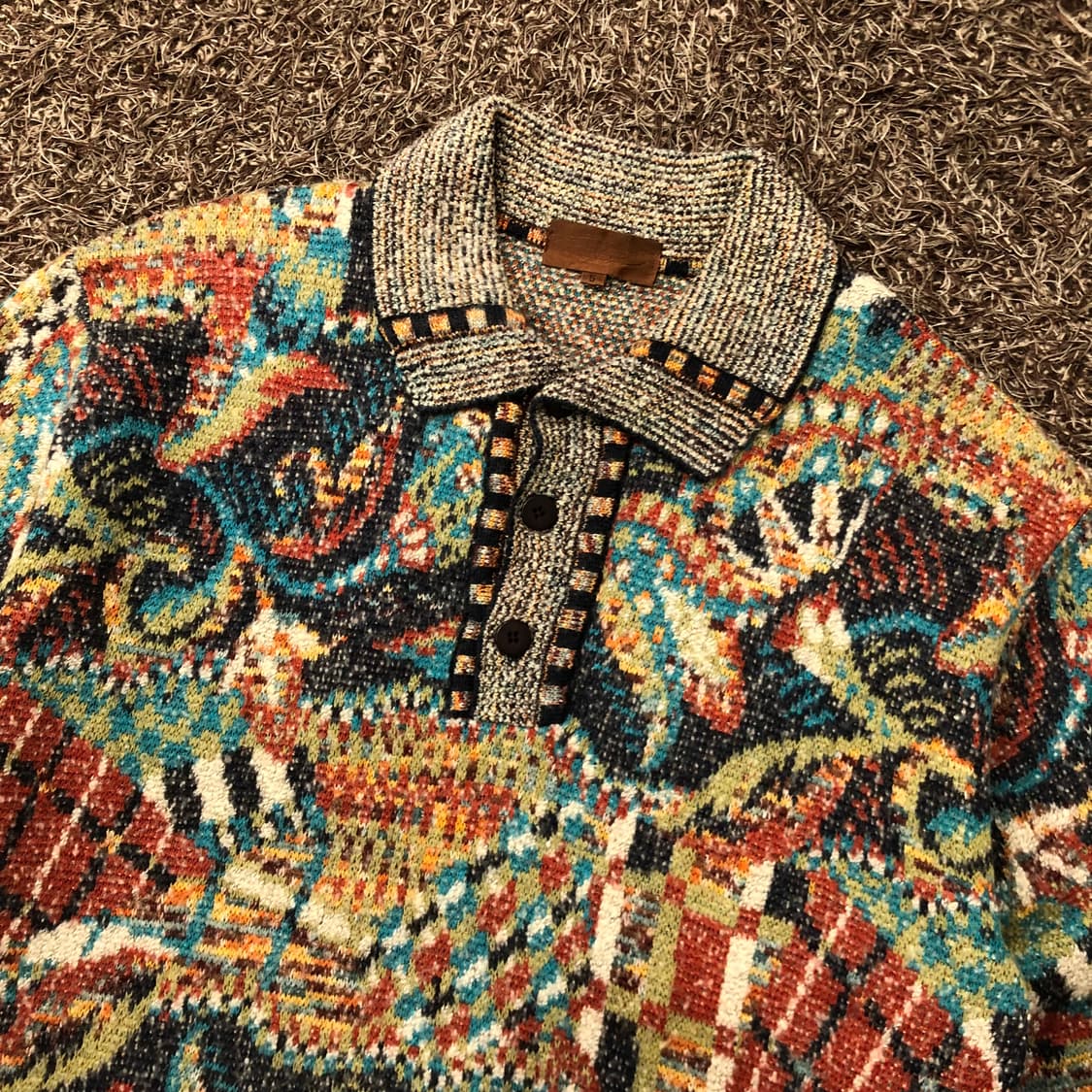 미쏘니 울 멀티컬러 패턴 카라 니트 스웨터 상품이미지2