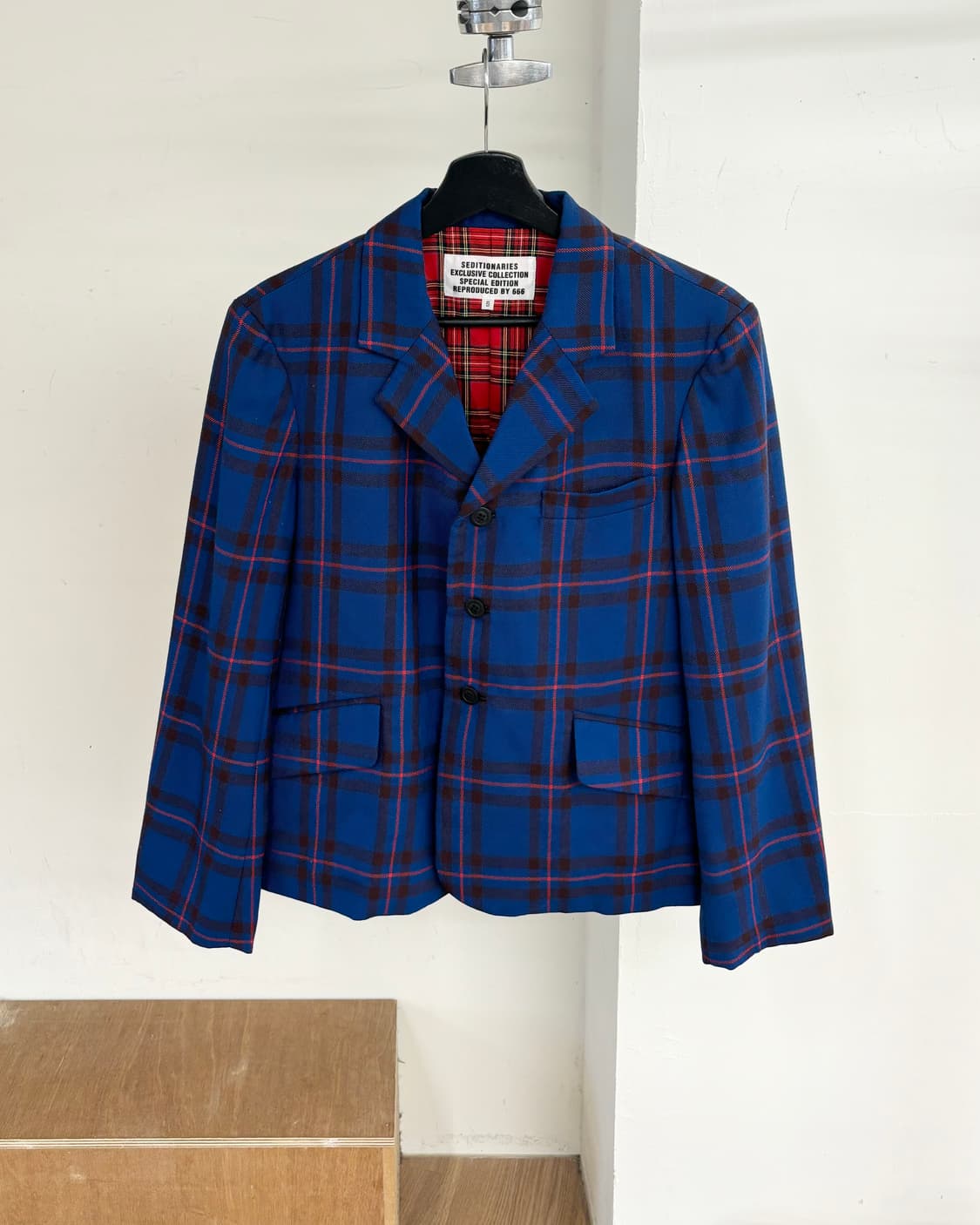 세디셔너리즈 블루 체크 패턴 3버튼 블레이저 재킷 상품이미지1
