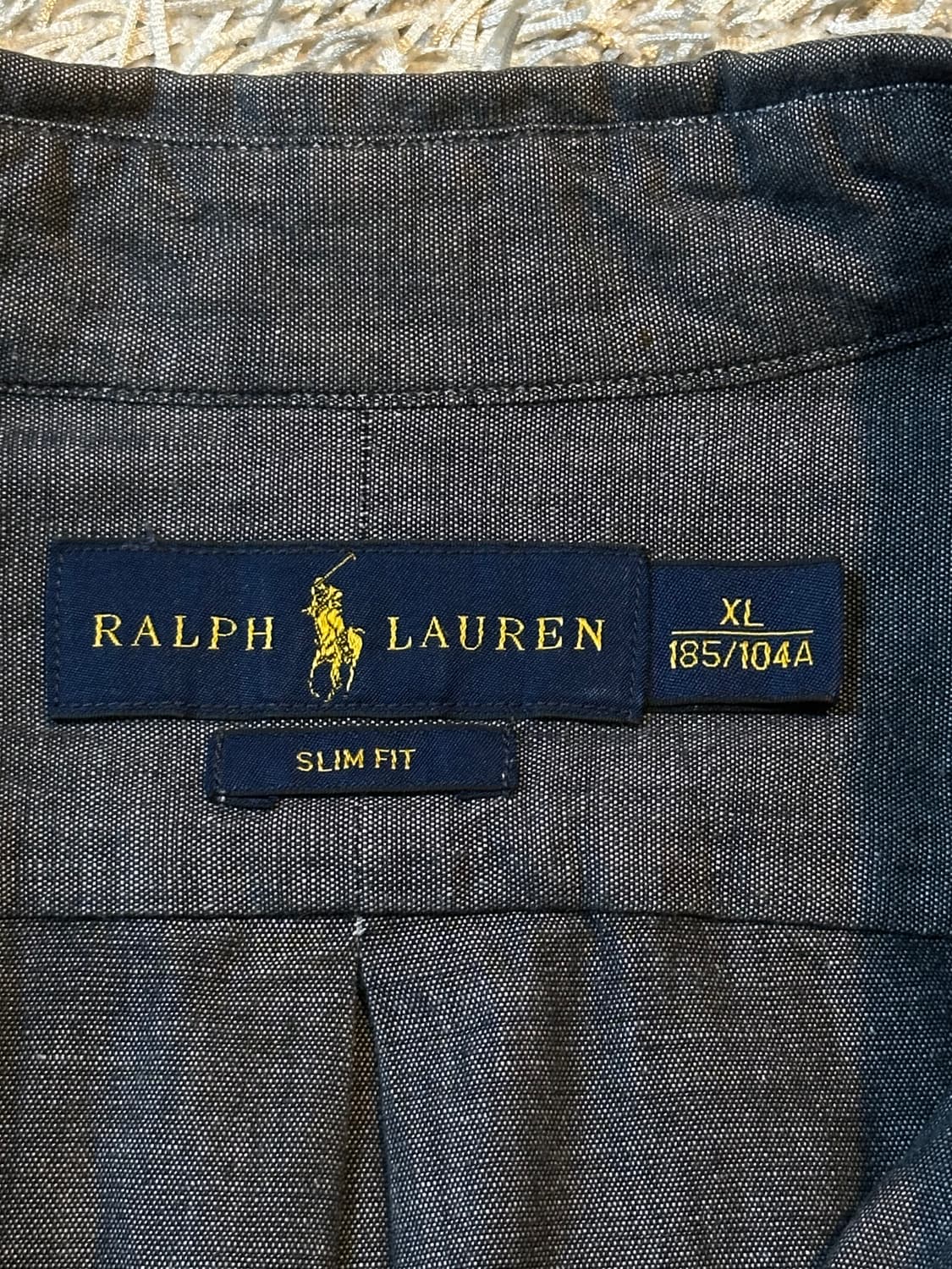 폴로 랄프로렌 신형 슬림핏 원포켓 샴브레이 데님셔츠 흑청 상품이미지6