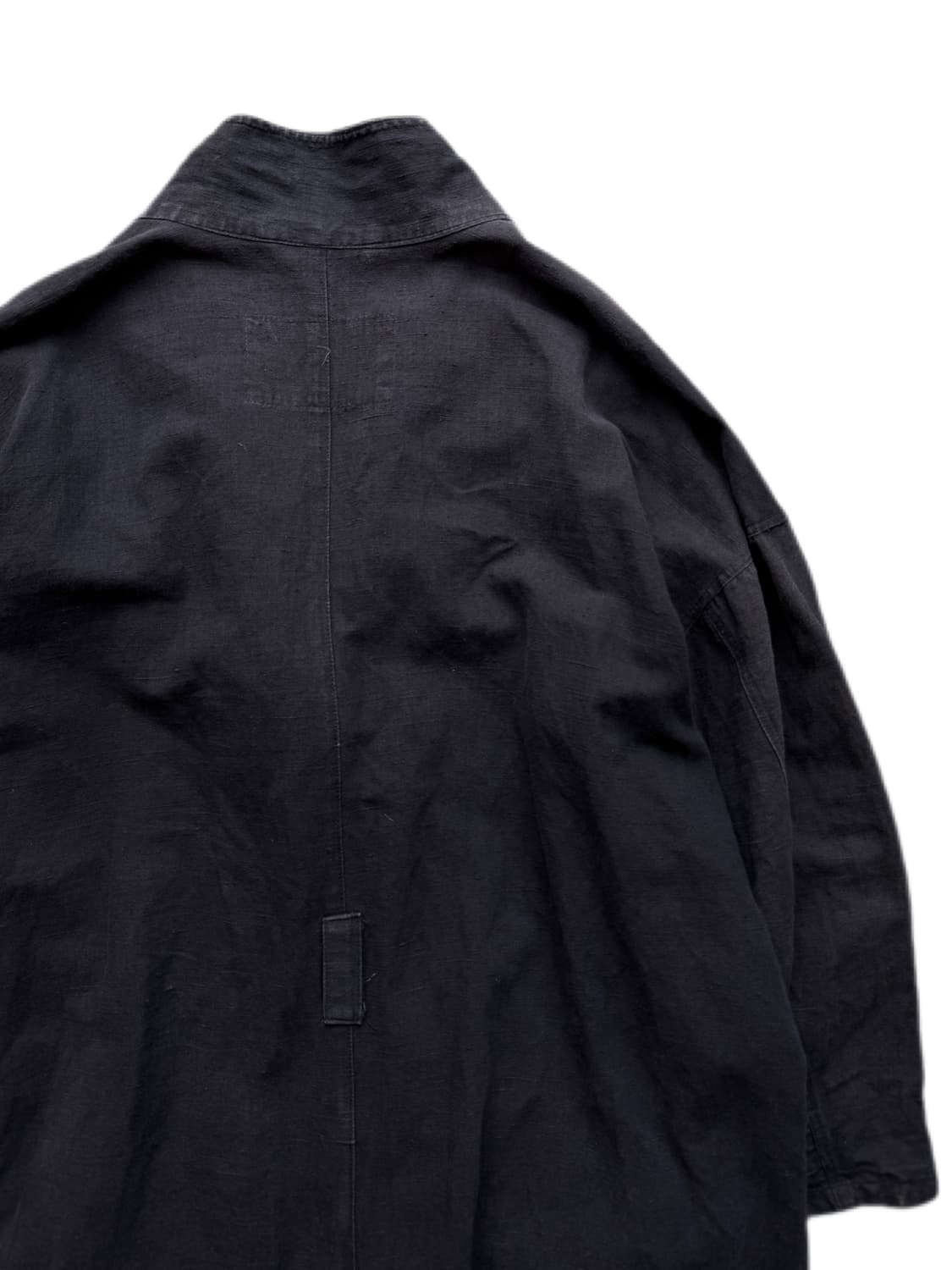 80s 올드 블랙 프렌치 린넨코트 2XL 상품이미지7