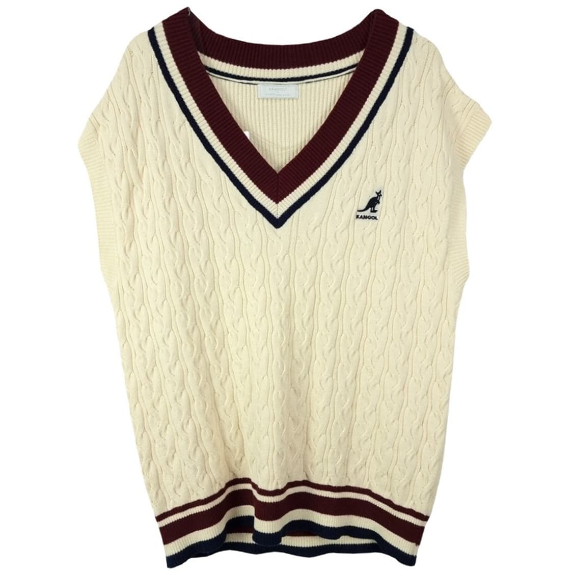 [캉골 X 어스뮤직앤에콜로지] 로고 자수 브이넥 니트 베스트 M19510 상품이미지2