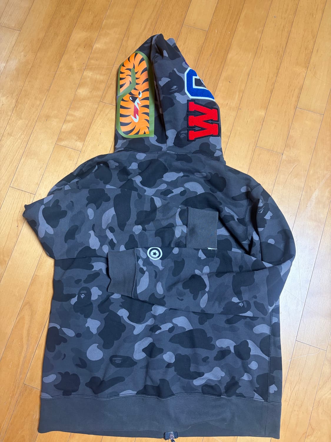 [XL] 베이프 컬러 카모 샤크 풀 집업 후드 블랙 흑계 상품이미지2