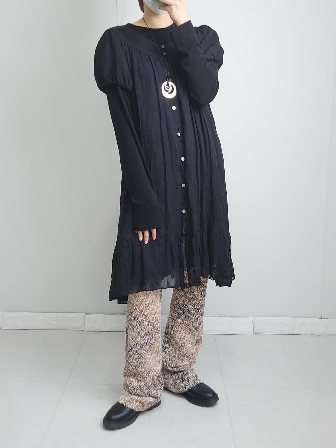 도트 퍼프 롱 블라우스 상품이미지5