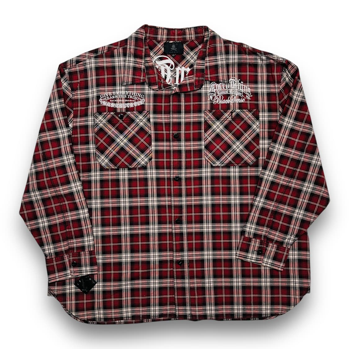 펑크 C.D.S 성모 마리아 엔젤 자수 체크 오버핏 셔츠 상품이미지4