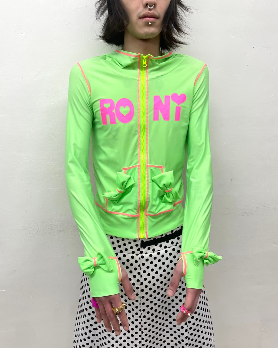  roni green ribbon lash guard hoodie 상품이미지3