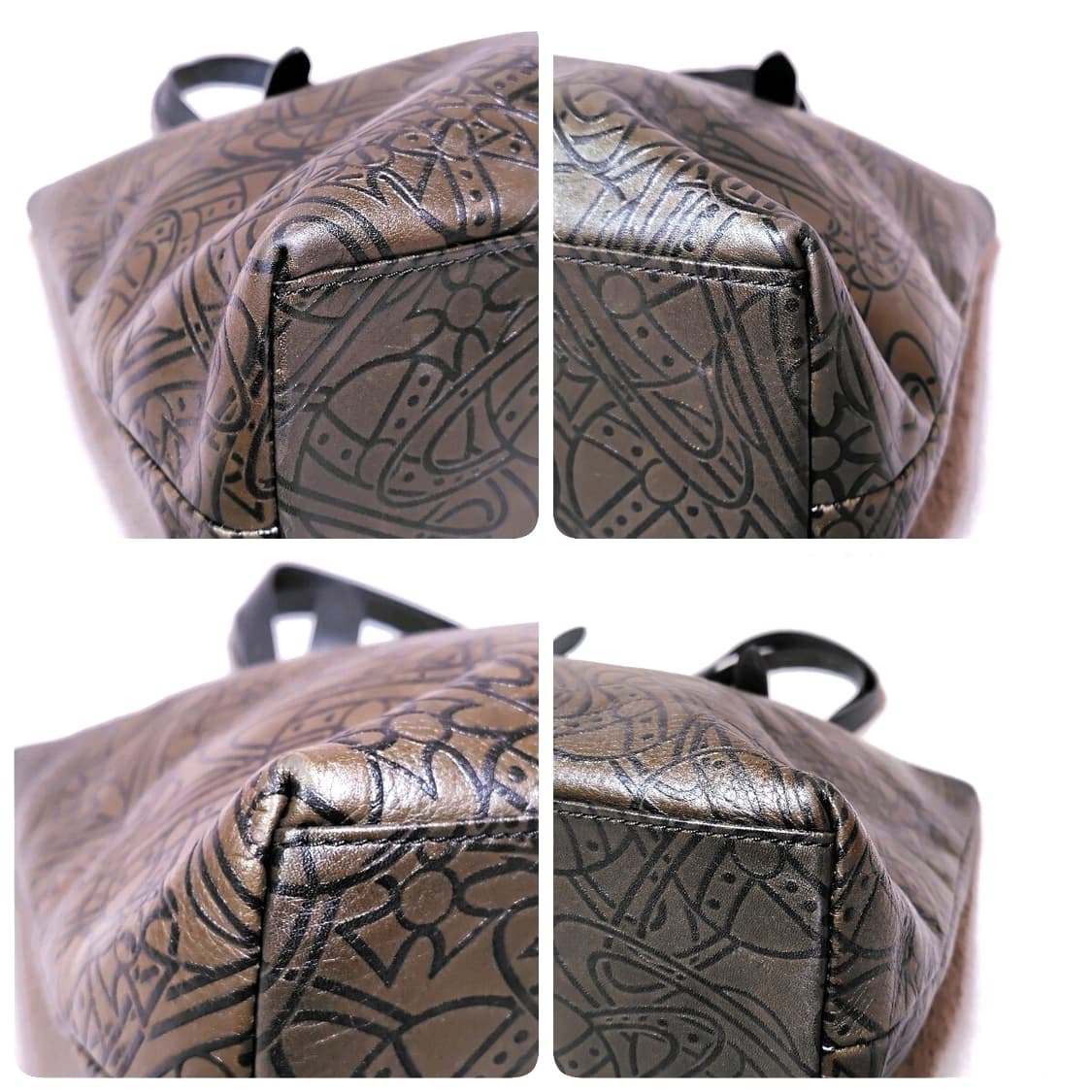 비비안 웨스트우드 로고 패턴 가죽 토트백 상품이미지4