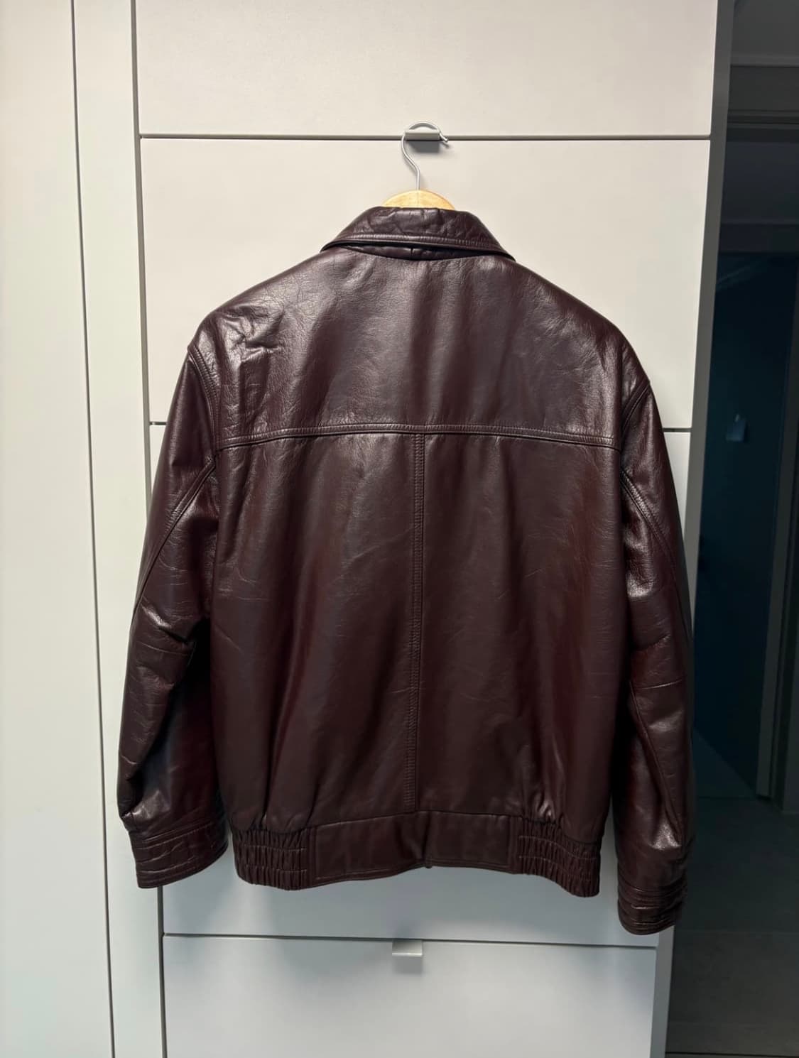 빈티지 버건디 레더 봄버 자켓 95-100사이즈 선플라워 맛 상품이미지2