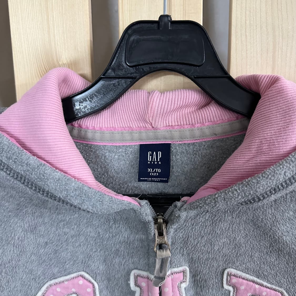 (S) GAP 갭 그레이 핑크 후리스 후드집업 상품이미지5