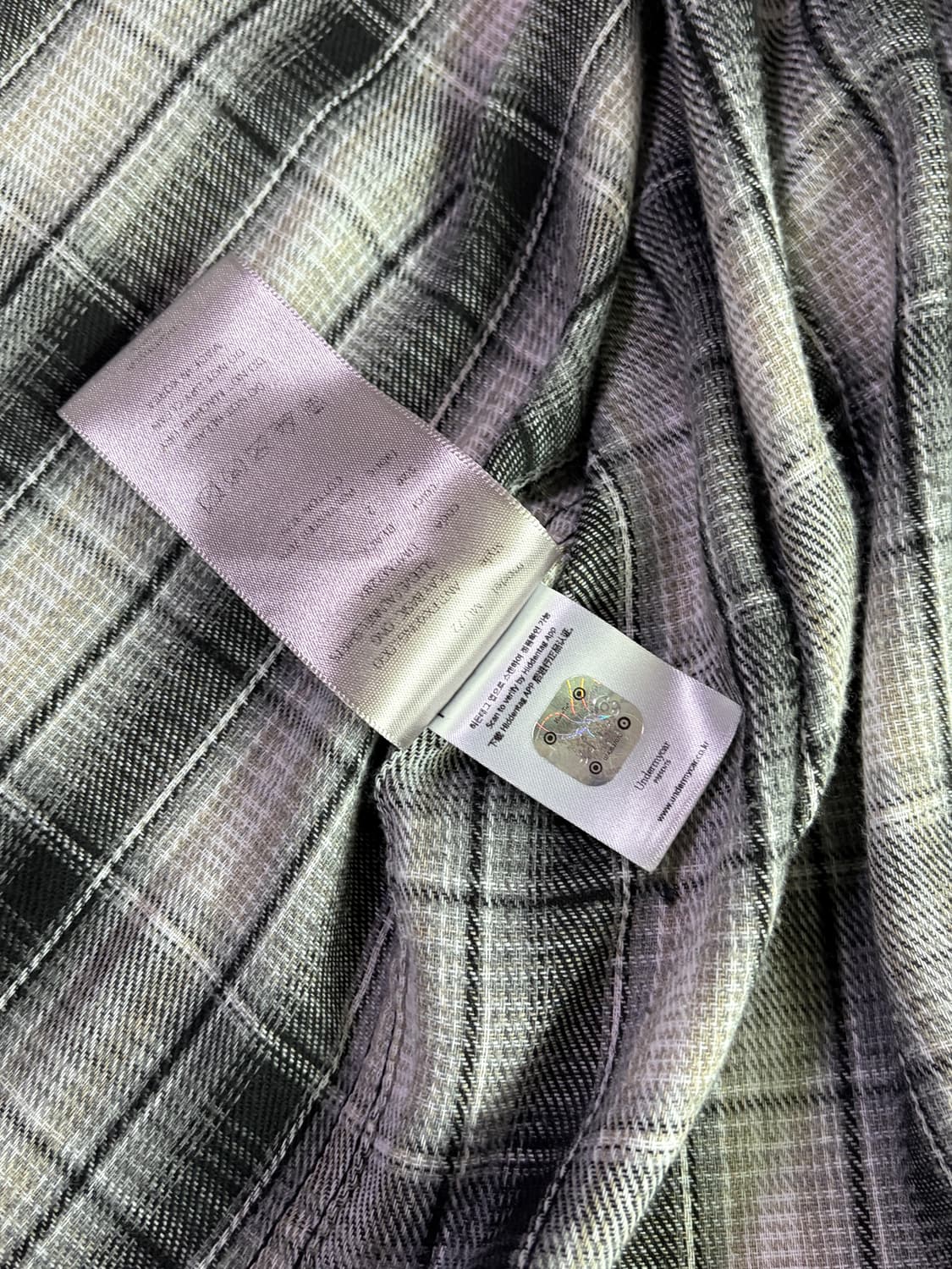 언더마이카 무.120 오리지널 로고 베이직 롱슬리브 체크셔츠 베이지 블랙 상품이미지6