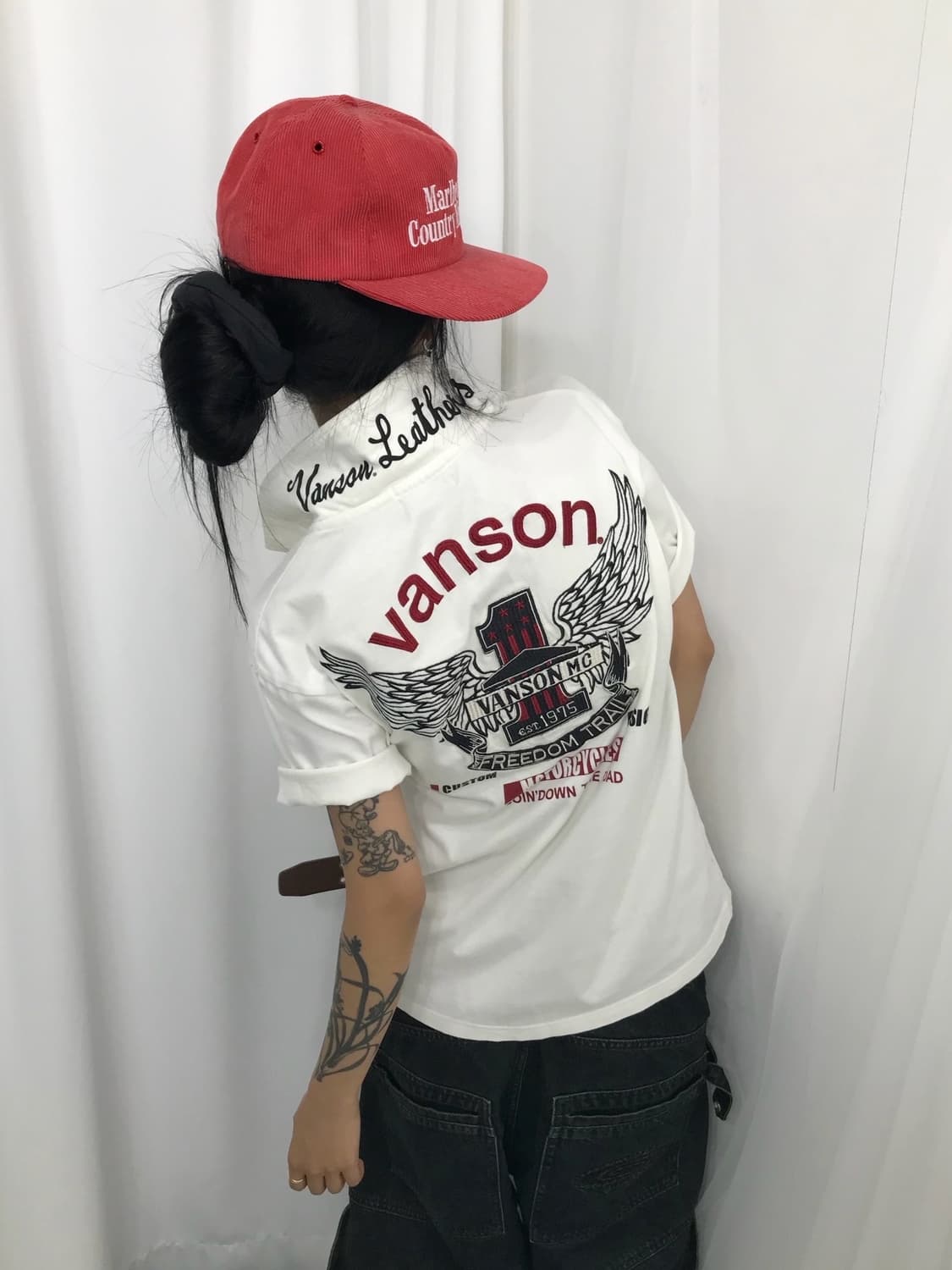 < Vanson Leathers Embroidery PK T-shirt  상품이미지3