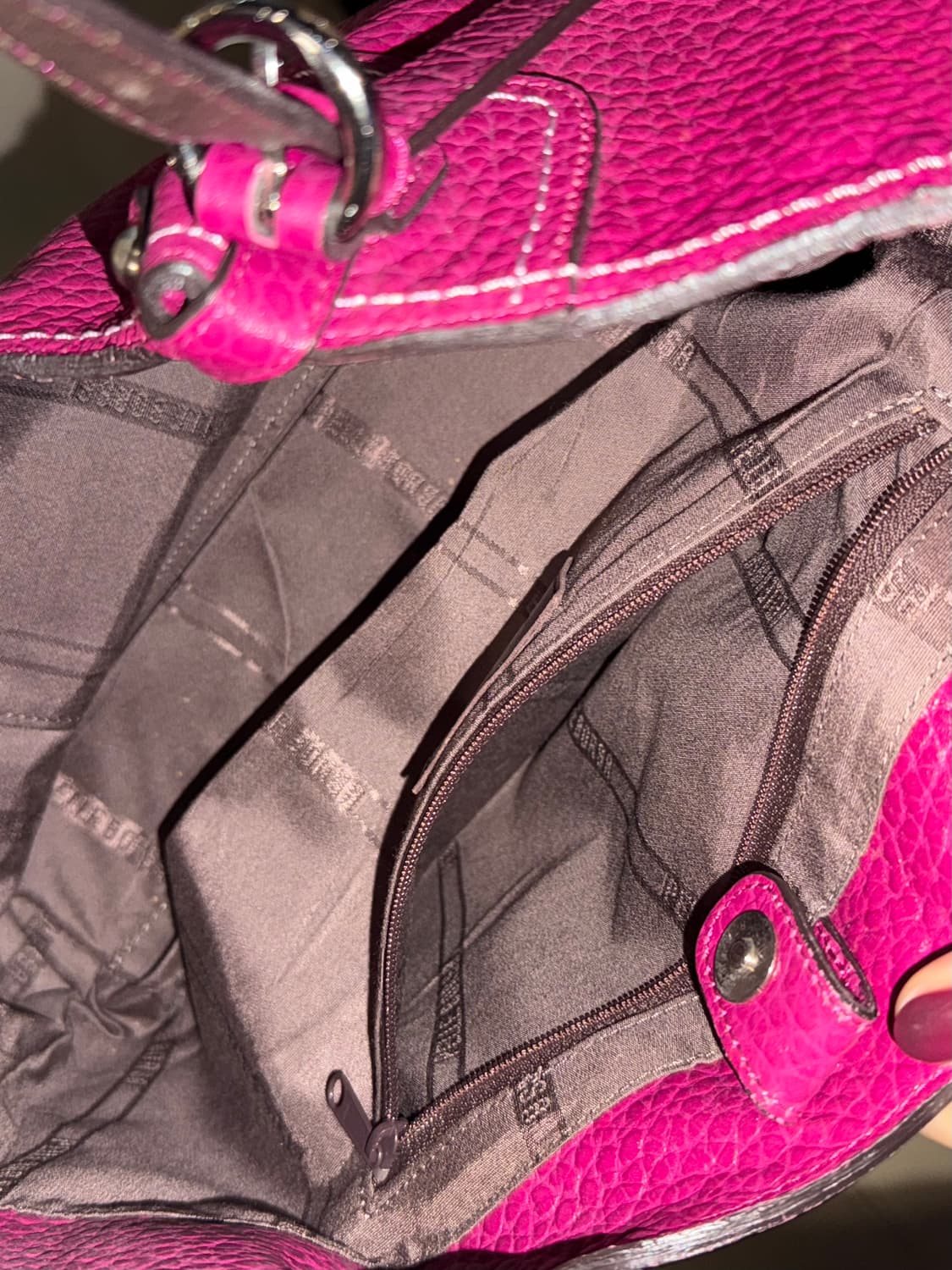 real leather magenta pink shoulder bag 상품이미지5