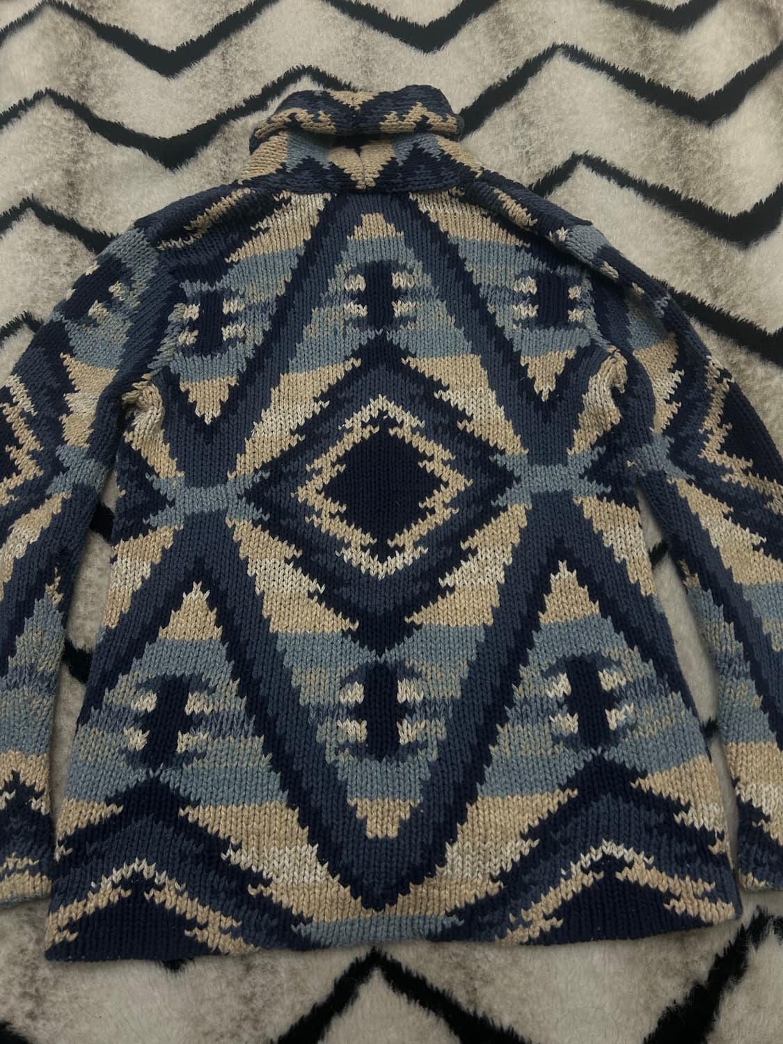 [S]폴로 데님앤서플라이 숄카라 나바호 패턴 헤비울 니트자켓 상품이미지4