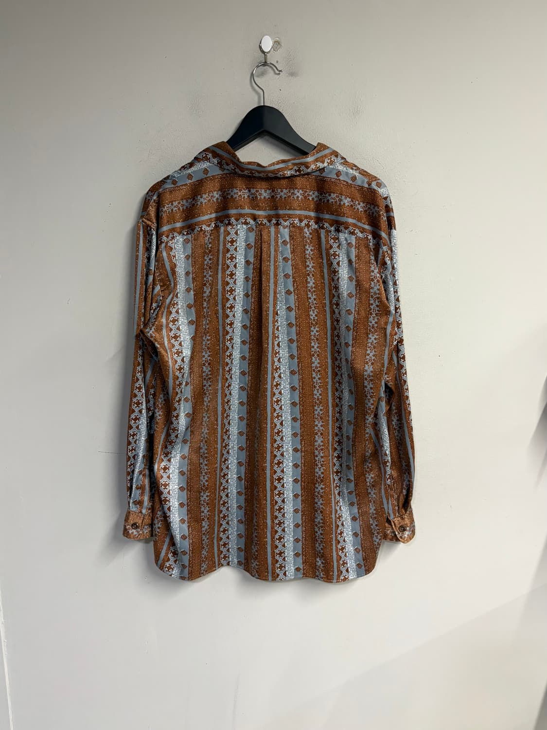 HARE pattern shirt brown/blue  상품이미지4