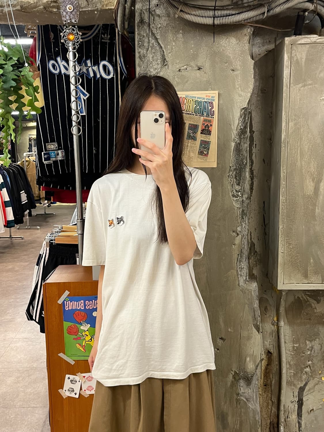 메종키츠네 반팔티 화이트 L #csz387 상품이미지2