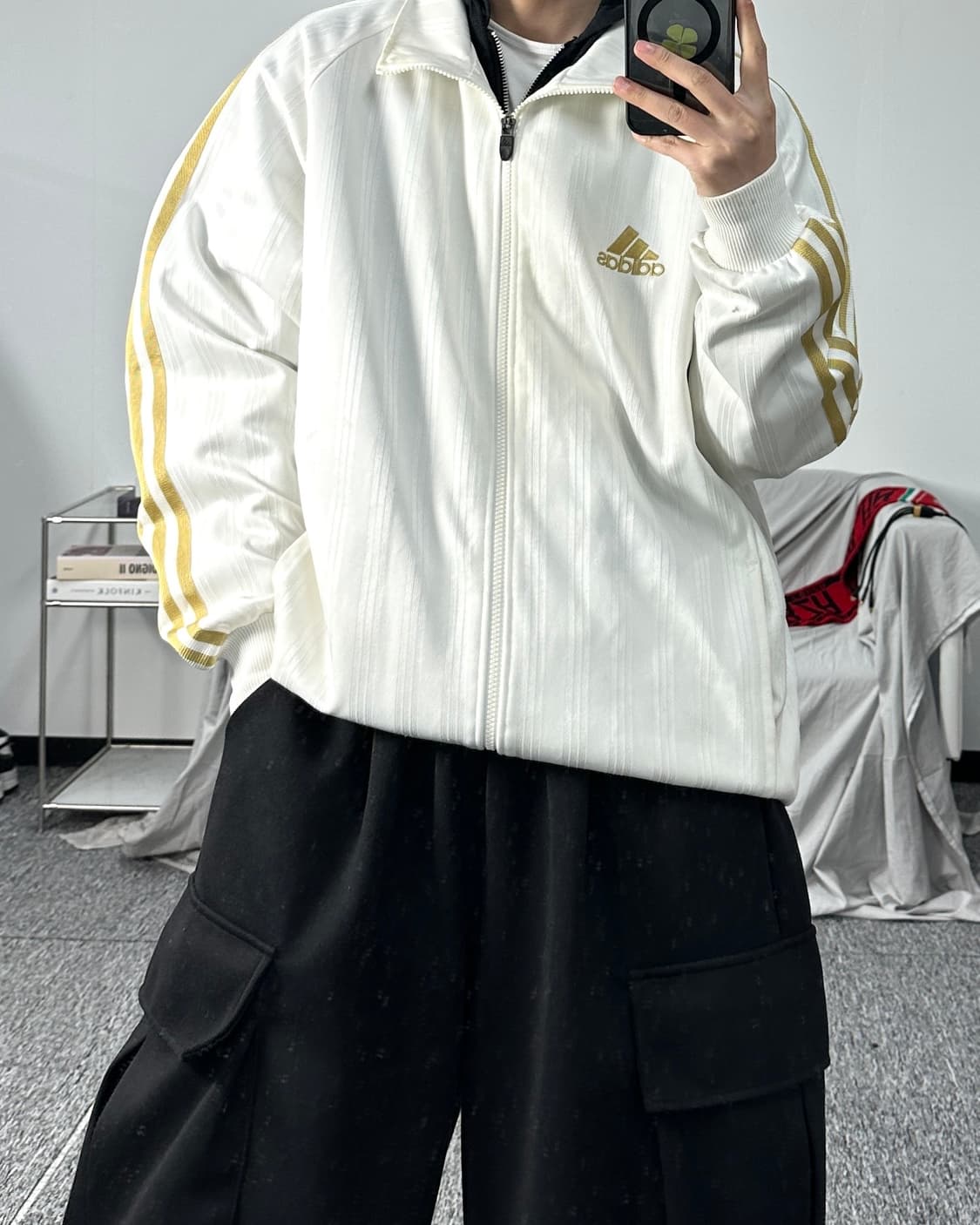 아디다스 제펜 화이트 골드 트랙탑 져지 L 상품이미지3