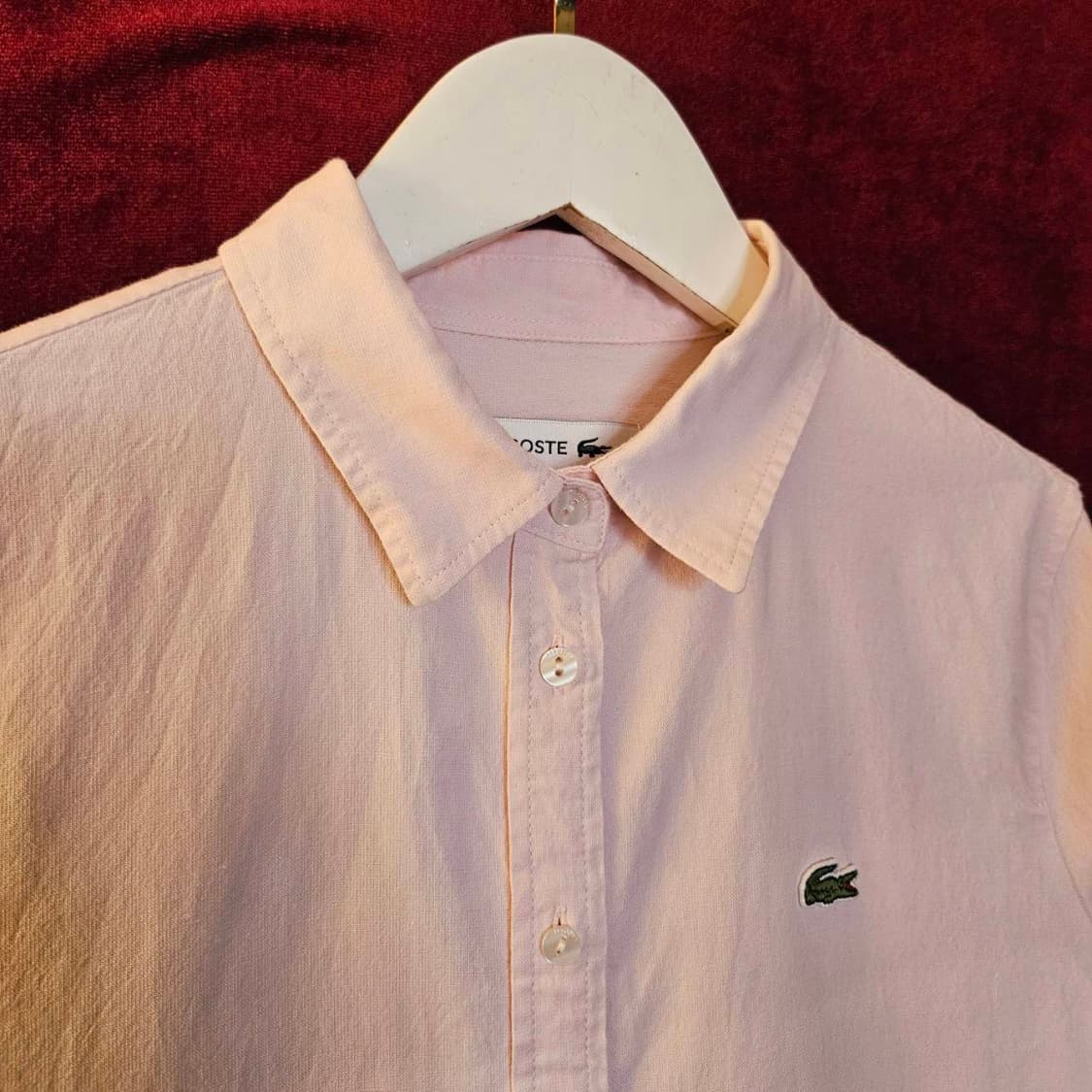 라코스테(Lacoste) 시그니쳐 로고 핑크 옥스포드 셔츠 상품이미지2
