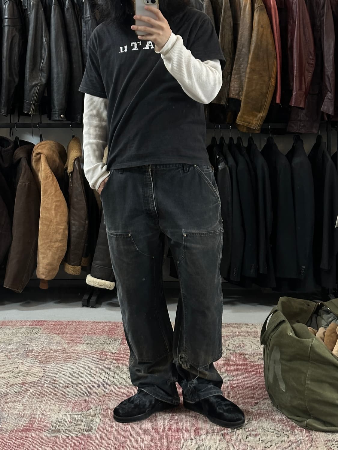 OG USA Made 칼하트 B01 더블니 블랙 칼하트 썩블니 워크팬츠 상품이미지2