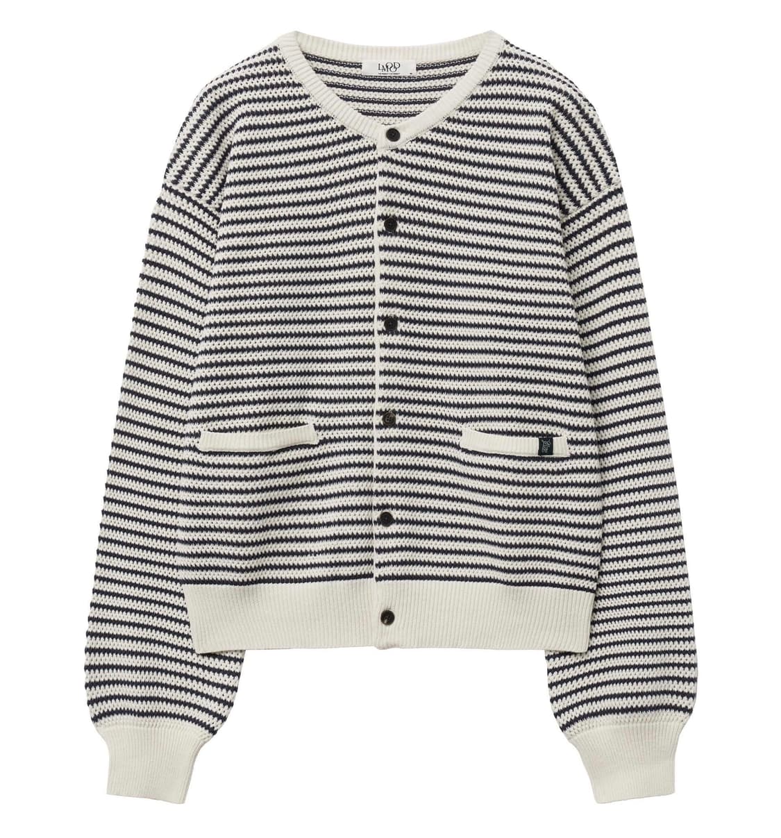 (새상품) 엘무드 브레통 코튼 라운드 가디건 스트라이프 상품이미지1