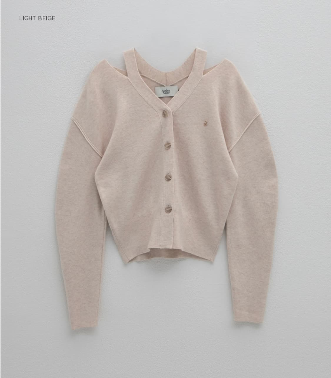 아틀리에 나인 앙쥬 울 컷아웃 니트 가디건 라이트베이지 상품이미지1