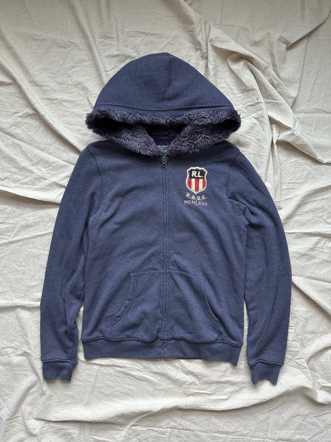 폴로 랄프로렌 진스 컴퍼니 성조기 울프죠 블루 후드집업 상품이미지5