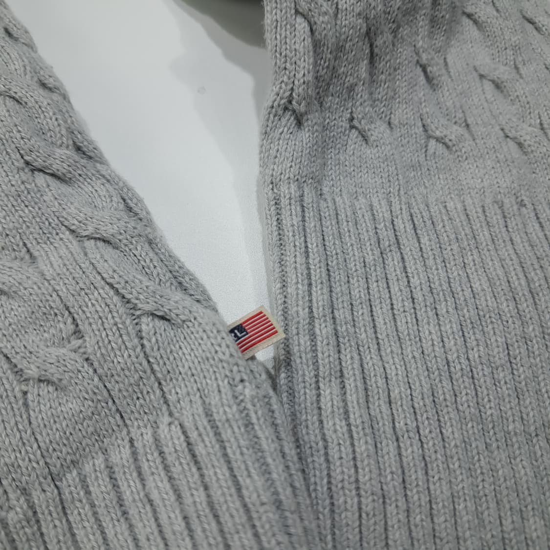 CL261 L 폴로 00s 코튼 케이블 하프집업 그레이 니트 스웨터 상품이미지6