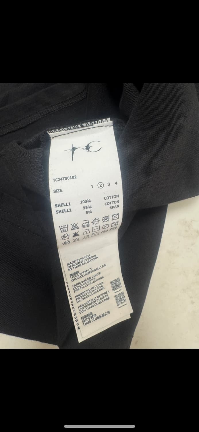 THUG CLUB 블랙 티셔츠 TC24TS0102 상품이미지2